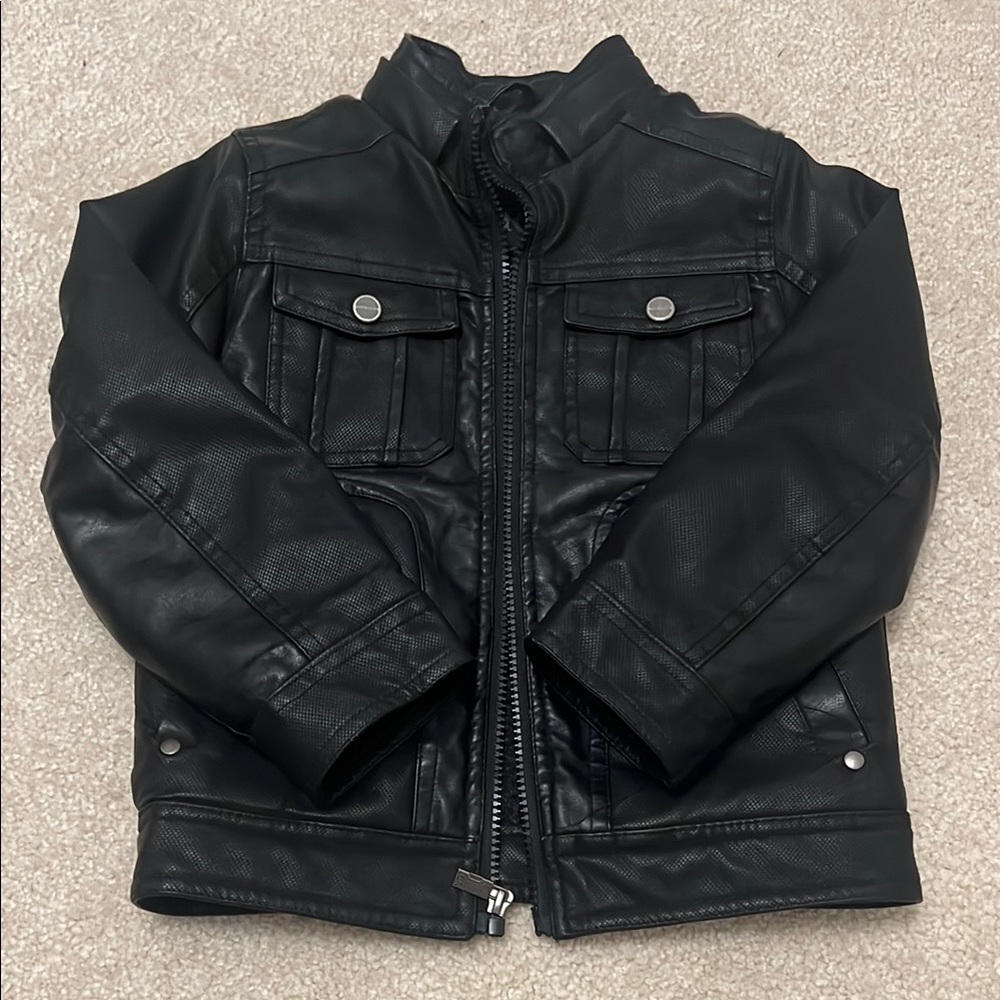 Kids Black Leather Jacket in great condition and so warm